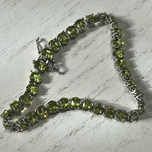 Natural Peridot Bracelet, 925 Sterling Silver Bracelet, Tennis, Birthstone.